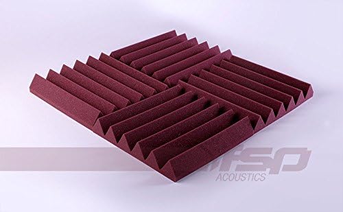 12x12x2 (12 Pack) Burgundy Acoustic Wedge Sound Proofing/Treating Studio Foam Tiles