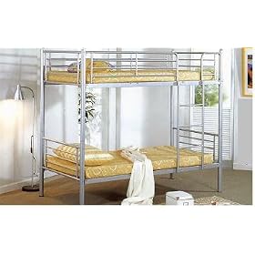 NEW METAL SPLIT BUNK BED WITH 2 SINGLE SPRUNG MATTRESS