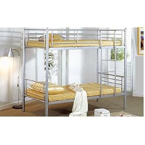 NEW METAL SPLIT BUNK BED WITH 2 SINGLE SPRUNG MATTRESS