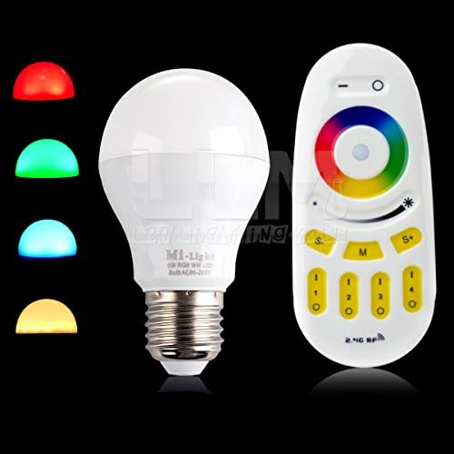 RGBW LED Light Kit - 2.4G RF Wireless Milight RGBW E27 6W LED Bulb Light Lamp with Remote for Shop Pub