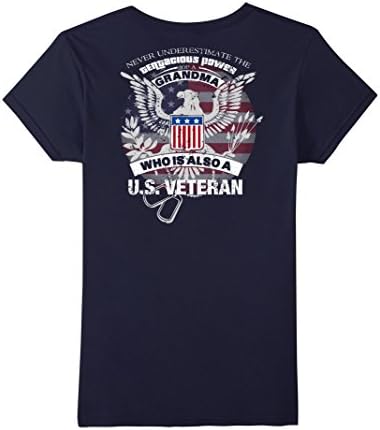 Women's Grandma Veteran-Never Underestimate The Power of a Veteran Large Navy