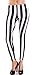 Clothes Effect White Black Ladies Vertical Striped Leggings, USA Made