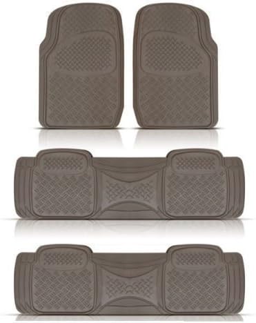 VAN SUV MATS HEAVY DUTY RUBBER 4-PCS FOR 3-ROWS BEIGE