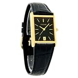Pulsar Men's PXDA80 Gold-Tone Stainless Steel Black Leather Strap Watch