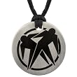 Elite Style: Surgical Stainless Steel Brushed Finish Circular Double Male Silhouette Pendant on a Black Cord