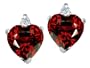 3.04 cttw Heart Shape Garnet and Genuine Diamonds Earring Studs in 14k White Gold