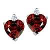 3.04 cttw Heart Shape Garnet and Genuine Diamonds Earring Studs in 14k White Gold