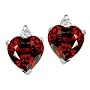 3.04 cttw Heart Shape Garnet and Genuine Diamonds Earring Studs in 14k White Gold