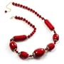 Glamorous Red Nugget Ceramic Necklace