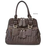 41gDgtKSR7L. SL160  Stripe Stitch Brown Designer Handbag/Tote