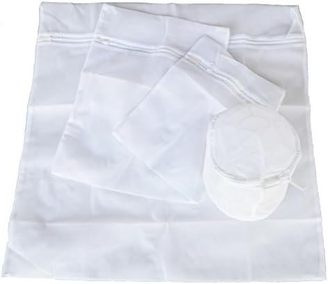 Mesh Delicates Wash Bag Set and Specialty Bra Bag with Anti-Snag Zippers, White, Small, Medium, Large