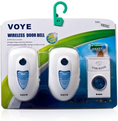Voye 003A2 2 Plug-In Wireless Digital Doorbell with Battery (White) by Voye