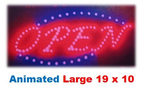 OPEN Bright Led Signs Neon Business Motion Light Sign. On/off with Chain 19*10*1 Blt102