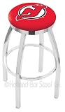 New Jersey Devils 30 inch Chrome Swivel Bar Stool with Accent Ring
