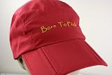 41gDq0yXUSL. SL160  One of a kind Red Born to Fish folding fishing cap with secret pocket