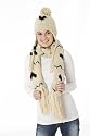 Ladies Knitted Heart Hat Scarf Mitt Winter Set Kaylee