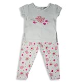 B.T. Kids - Toddler Girls 2-Piece Short Sleeved Cotton Pajama Set, White, Pink