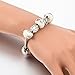 Long Way Women Silver Plated Snake Chain Pink Flower Maruno Glass Bead Heart Clasp Charm Bracelet