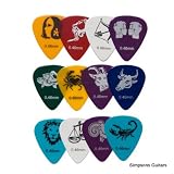 12 x GUITAR PICKS plectrums - STAR SIGN ZODIAC DESIGNS light 0.46mm