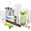 Boston Cocktail Shaker Set with Boston Cocktail Shaker, Muddler, Bar Spoon, 50ml Measure and Ice Crusher - Great for Mojitos and other cocktails!