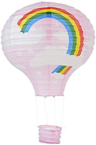 Liliany 12'' Pink Rainbow Hot Air Balloon Paper Lantern