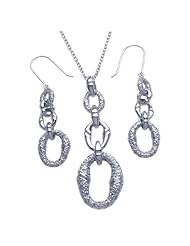 Nickel Free Sterling Silver Pendant & Earring Sets Open Cirlcle CZ Set