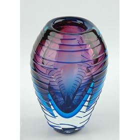 Glass Sommerso Vase Purple & Blue Hand Cut & Polished Art X94