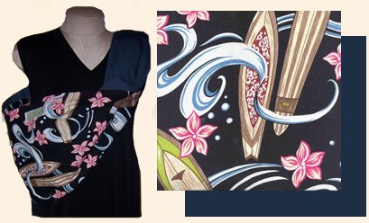 Chic Papoose Pouch Style Baby Sling with Black/Blue Hawaiian Print w/French Blue Reverse PLUS