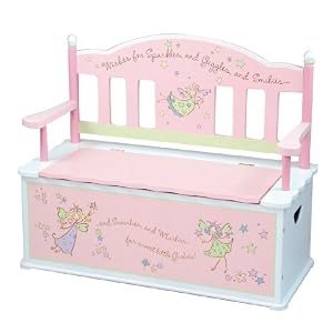 Levels Of Discovery Fairy Wishes Bench Seat with Storage Pink White