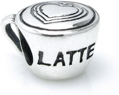 Everbling Latte Love Heart Coffee Cup Authentic 925 Sterling Silver Charm Fits Pandora Chamilia Biagi Troll Charms Europen Style Bracelets