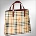 Burberry Classic Check Onslow Tote with Brown Trim