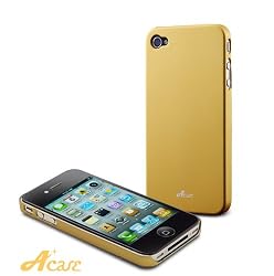 Acase(TM) Superleggera sands fit case for iPhone 4 with 2 Screen Protector (Golden)