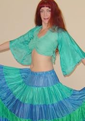 Turquoise Bra Front Cotton Choli with Silk Sleeves