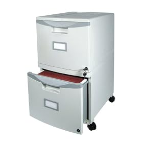 Storex Wheeled Two-Drawer Filing Cabinet, 18 Inches, Light Grey (61301B01C)