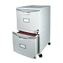 Storex Wheeled Two-Drawer Filing Cabinet, 18 Inches, Light Grey (61301B01C)