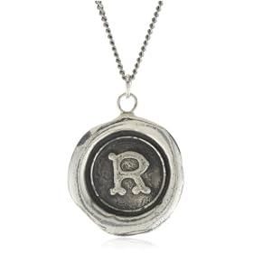 pink stone heart necklace Pyrrha Wax Seals Letter R Necklace