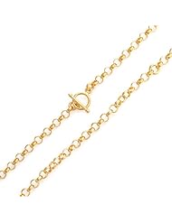 Bling Jewelry 14K Gold Vermeil Flat Rolo Chain Toggle Charm Belcher Necklace