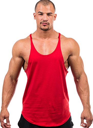 Iwearit Brand Men's Stringer Y Back Cotton Tank Top Curve (Red X-Large)