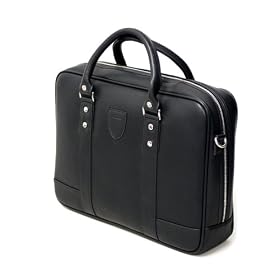 Elegant Side-Sleeved Black Faux Leather Briefcase with Strap for Samsung NC10-14GBK 10.2-Inch Netbook