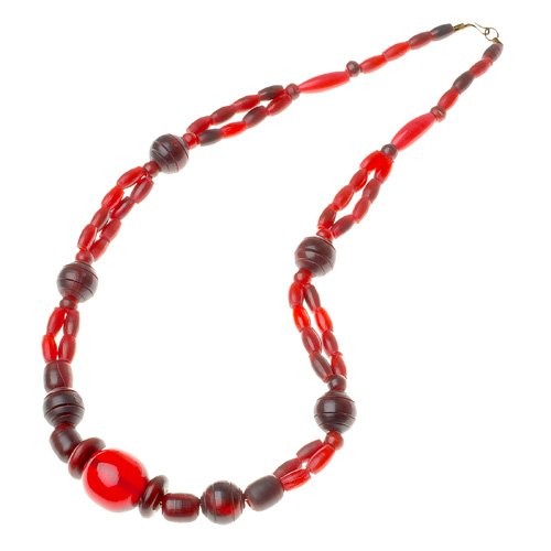 Blood Red Ball Beaded Resin Collar Necklace