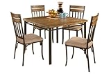 Roundhill Furniture 5-Piece Wood and Metal Dining Room Set, Includes Table with 4 Chairs