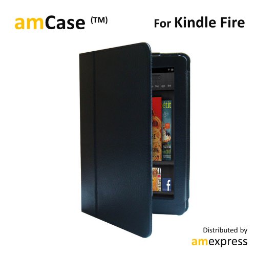 amCase(TM) Classic Leather Case and Stand for Kindle Fire, Black Buy amCase(TM) Classic Leather Case and Stand for Kindle Fire, Black