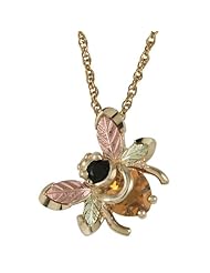 Black Hills Gold Bumble Bee Pendant with Onyx and Citrine
