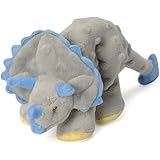 goDog Dinos Triceratops With Chew Guard Technology Tough Plush Dog Toy, Grey, Small