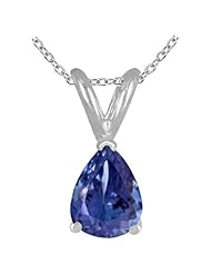 0.43Ct Pear Tanzanite Pendant in Sterling Silver Gold