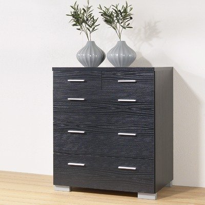 Vancouver Bedroom Five Drawers Dresser in Black Woodgrain