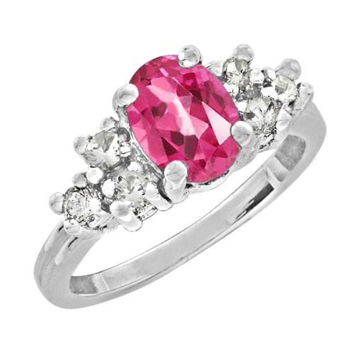 2.85 Ct 9X7 Oval Pink Mystic Topaz White Gold Ring New