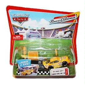 Disney / Pixar CARS Movie 1:55 Die Cast Car with Launcher Pit Row Race-Off Fiber Fuel #56