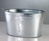 beverage tubs with stand-Palm Tree Beverage Tub with Oval Tabletop Wrought Iron Stand