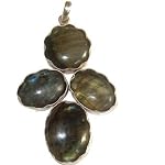 Labradorite Pendant 05 Sterling Silver Clover 4-gem Crystal Healing 3